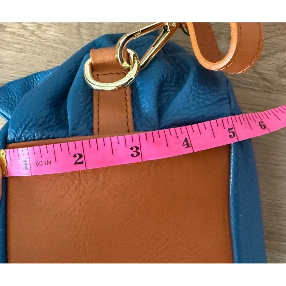 Valentina Convertible Italian Pebbled Leather Bag Backpack In‎ Ocean Blue